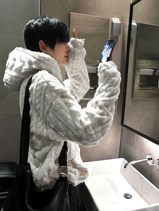 B158 立體絨感連帽上衣 (3色)