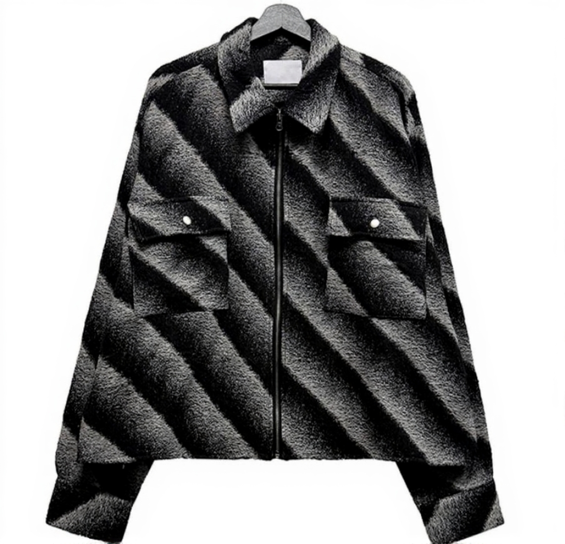 A105 漸層斜紋短版外套 (藍 黑)