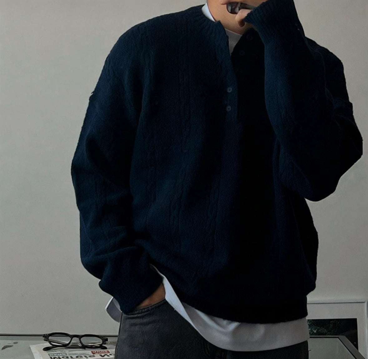 B7 British style heavyweight cable knit sweater (3 colors)