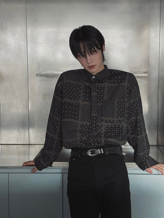 B122 午夜圖騰領帶襯衫 (3色)