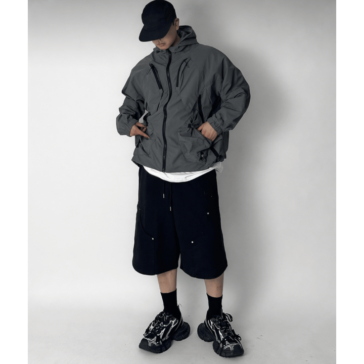 J50 Rivet Thick Workwear Shorts (Black/Gray)