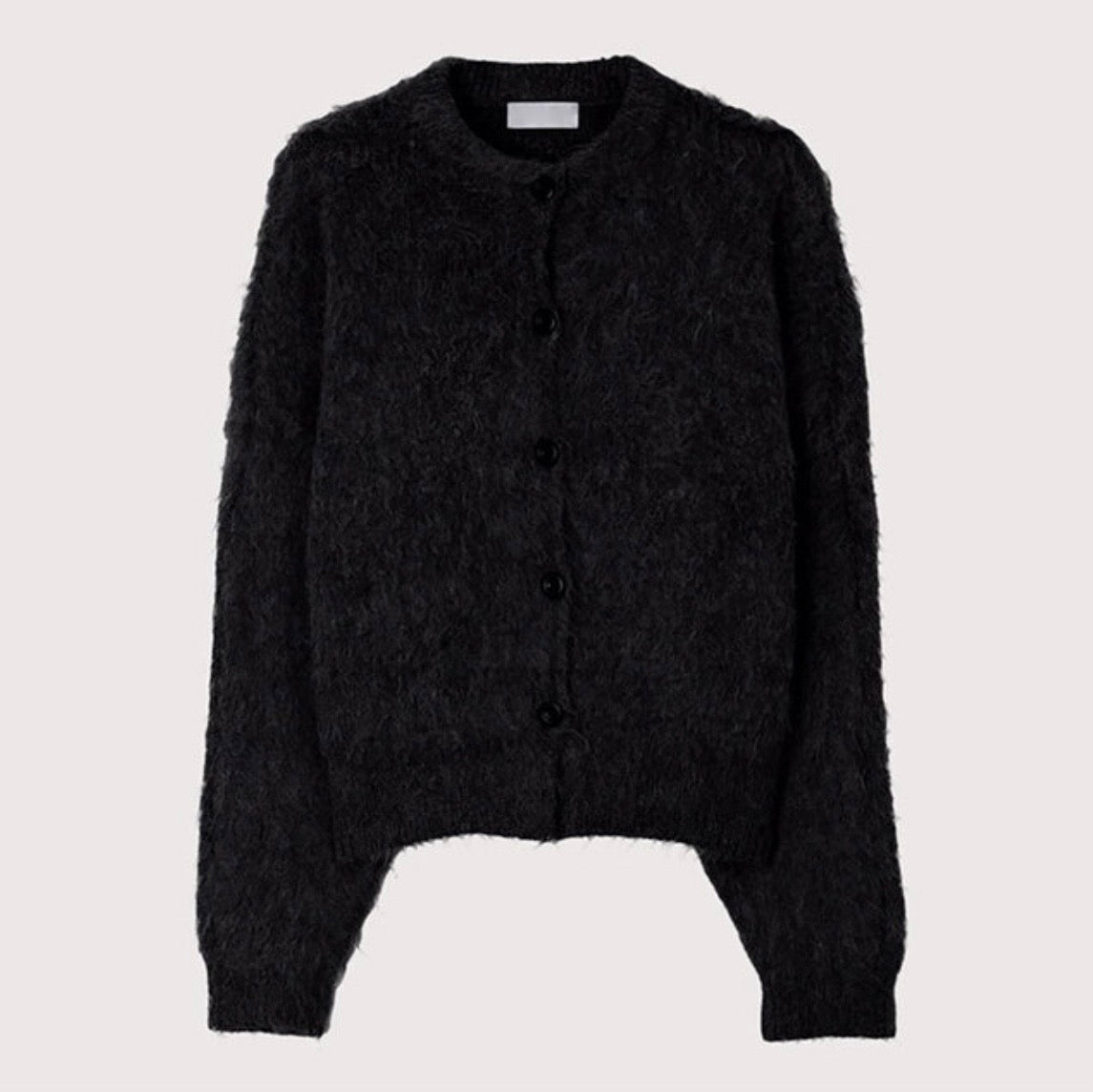 A139 毛感圓領短版開襟外套 (灰 黑)