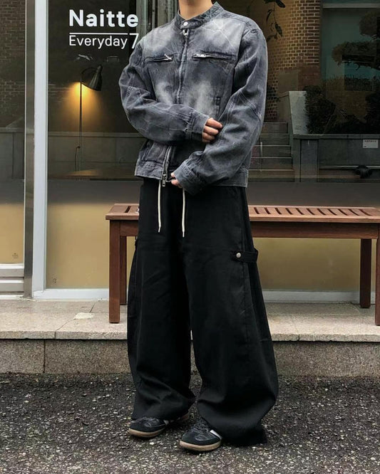 J71 暗釦工裝氣球褲 (3色)