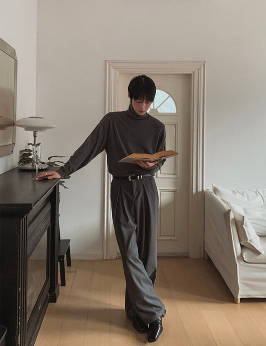 J92 深摺寬版西裝褲 (3色)