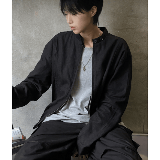 A67 亞麻騎士夾克 (黑black 燕麥色oatmeal)