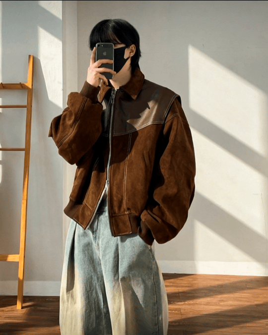 A7 Suede and Leather Jacket (Black and Brown)