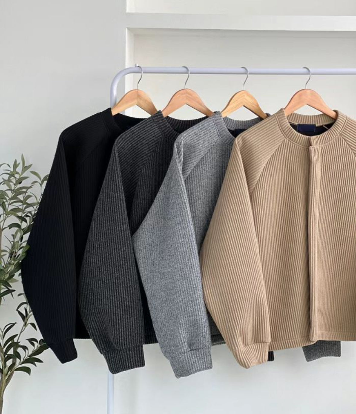 A29 single button ribbed knit jacket (four colors)