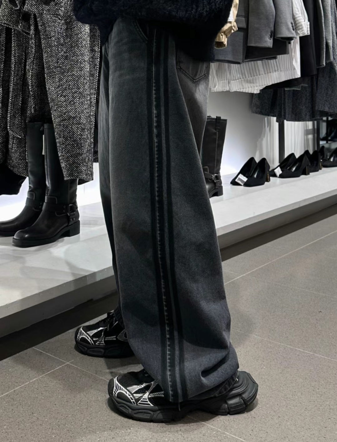 J16 三線條丹寧褲 (深灰 dark gray 深藍 dark blue)