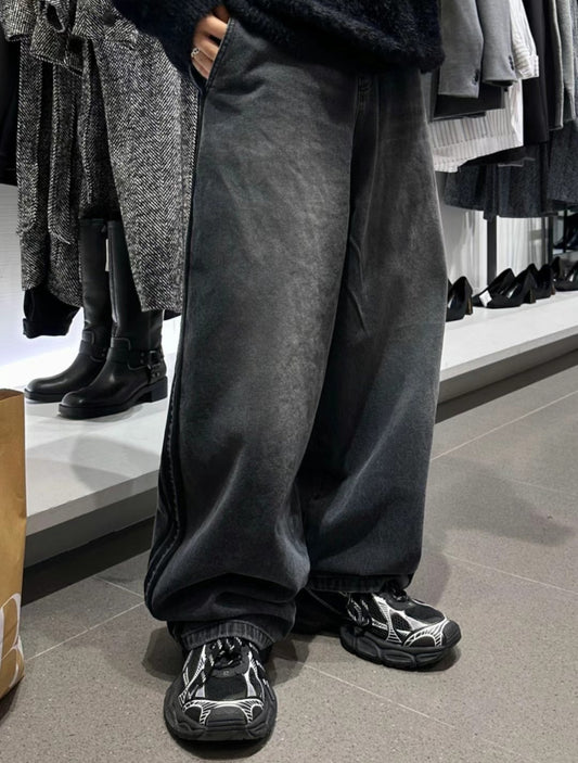 J16 三線條丹寧褲 (深灰 dark gray 深藍 dark blue)