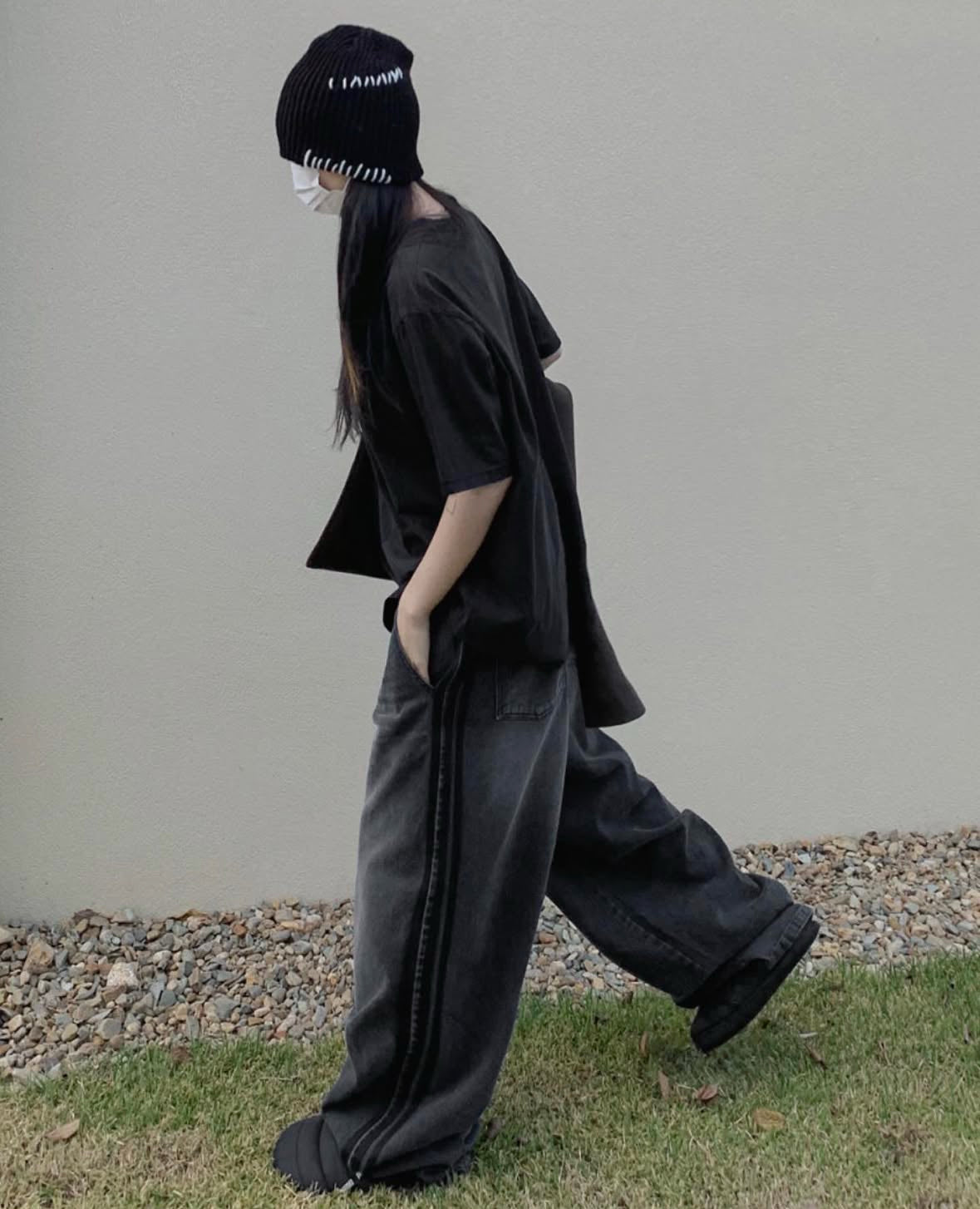 J16 三線條丹寧褲 (深灰 dark gray 深藍 dark blue)