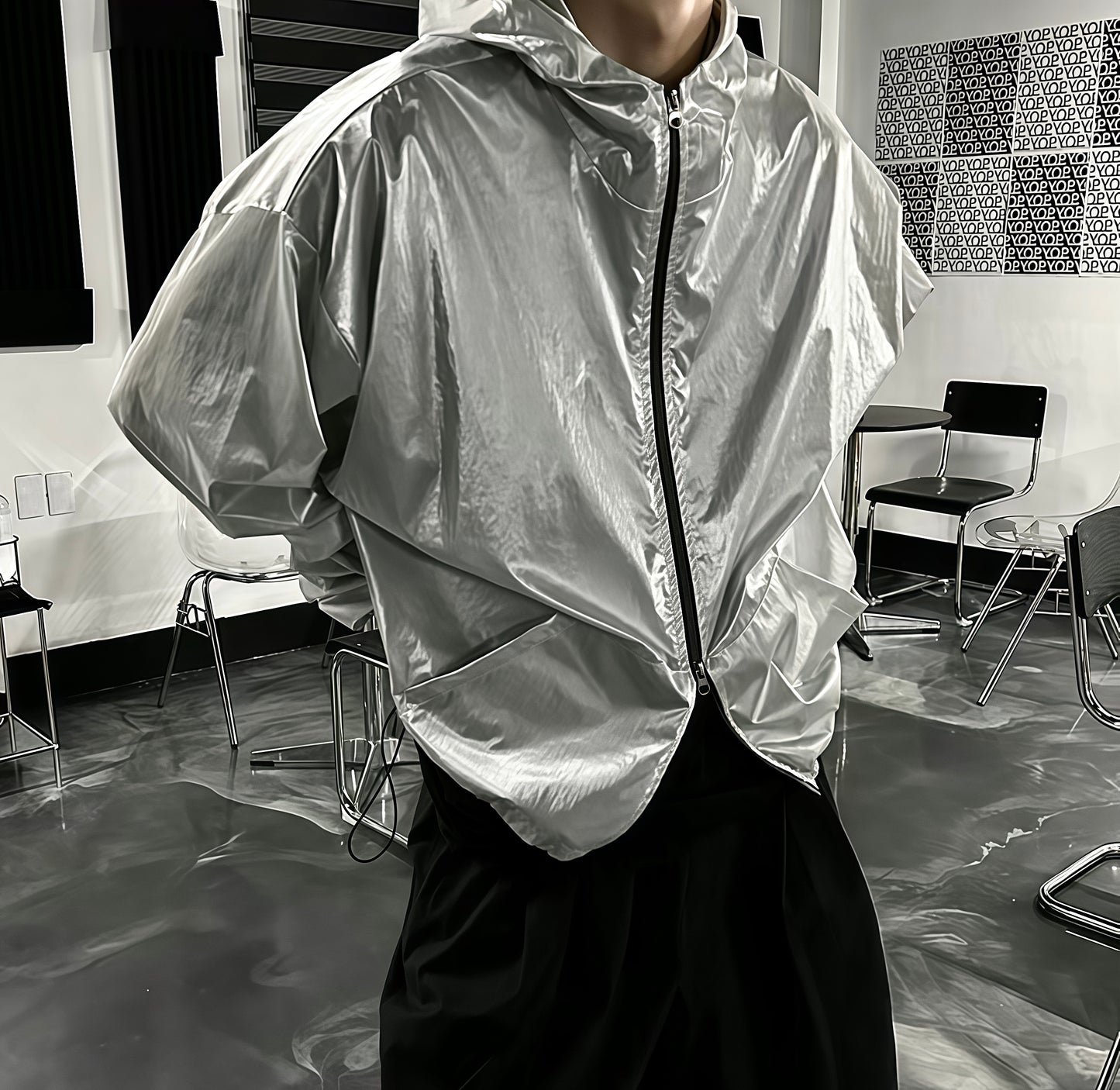 A32 短版亮面防風外套 (古銅Bronze 銀Silver)