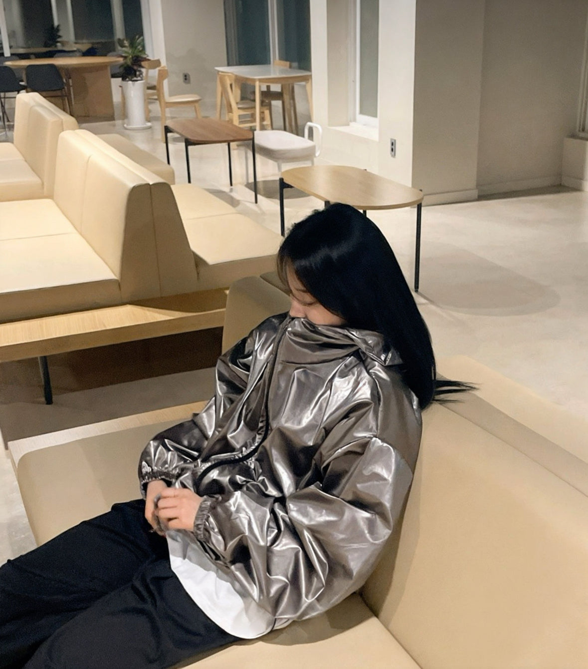 A32 短版亮面防風外套 (古銅Bronze 銀Silver)