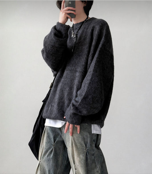 B21 馬海毛針織毛衣 (海軍藍Navy 深灰Dark gray)