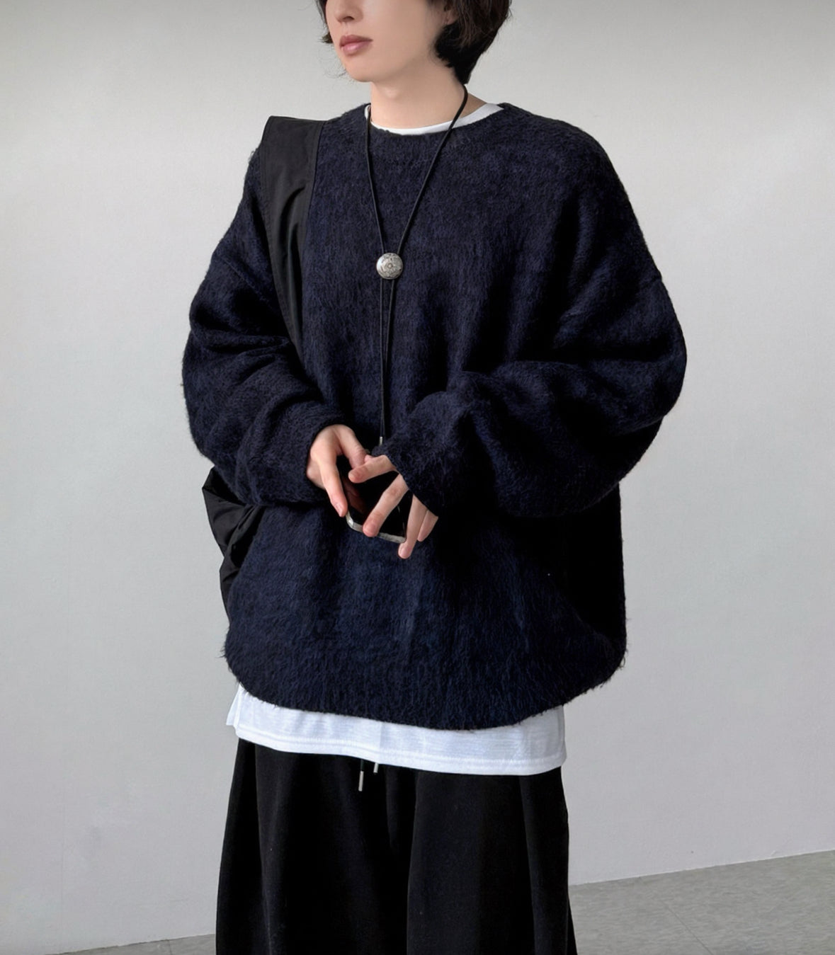 B21 Mohair knitted sweater (Navy blue, Dark gray)