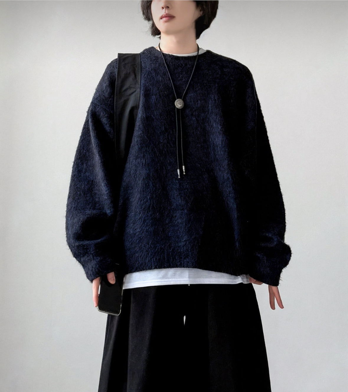 B21 Mohair knitted sweater (Navy blue, Dark gray)