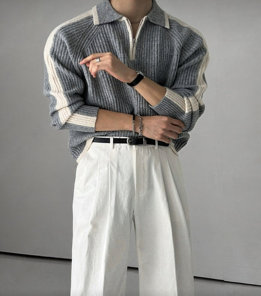 B22 撞色羊毛針織衫 (3色 three colors)