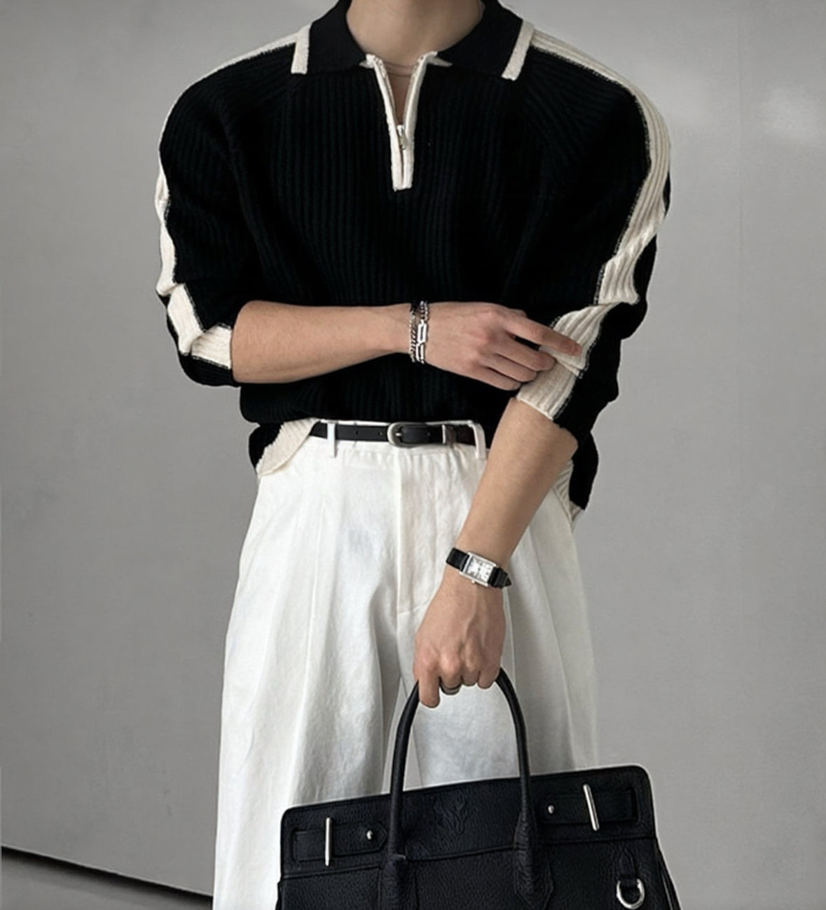B22 contrasting wool sweater (3 colors)