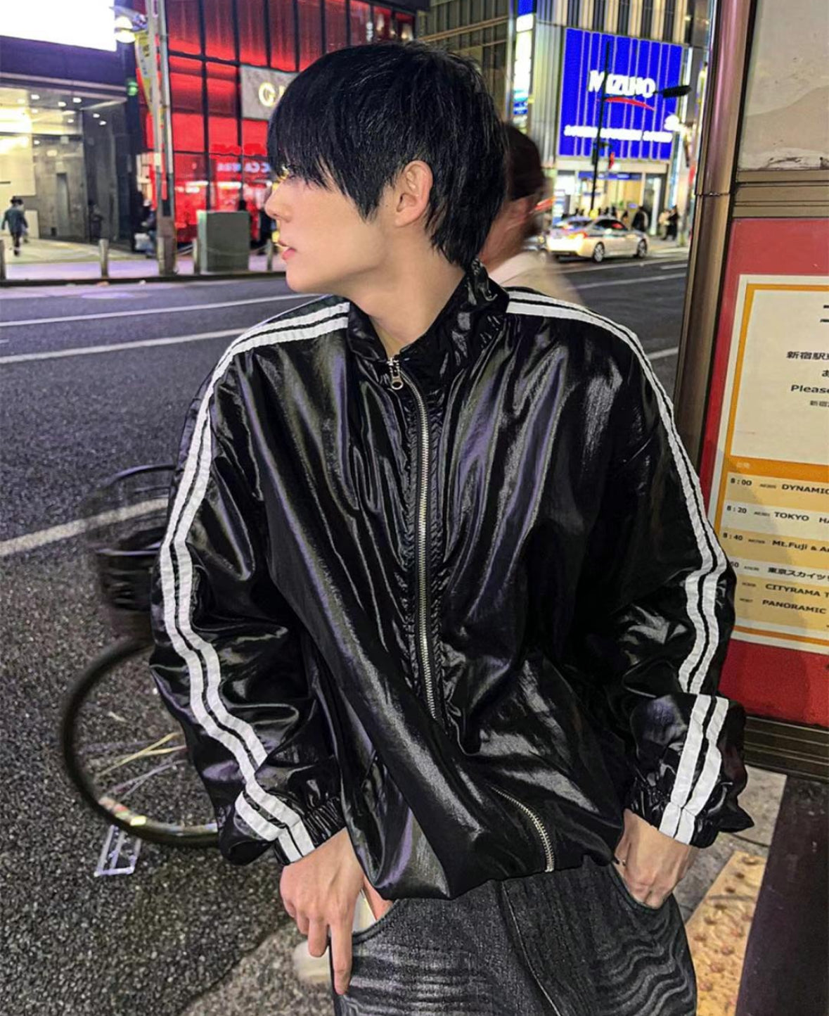 A41 shiny texture sports windbreaker (3 colors)
