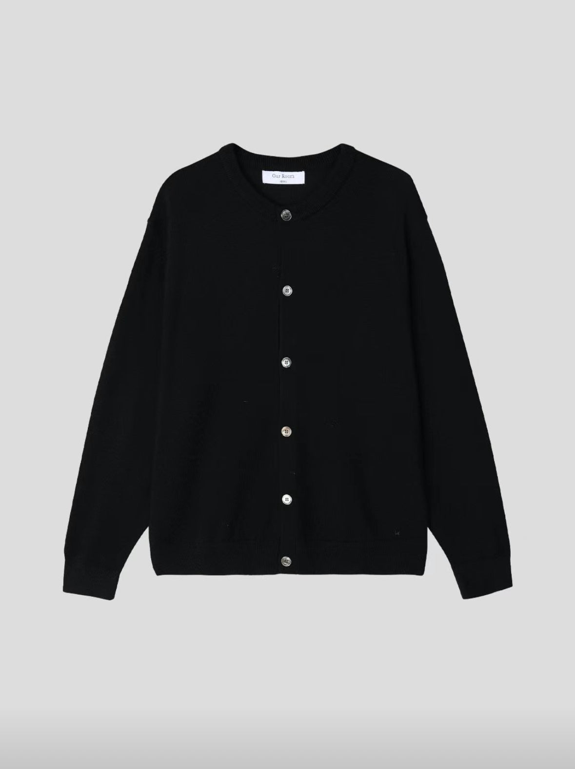B25 wool button casual sweater (black gray)