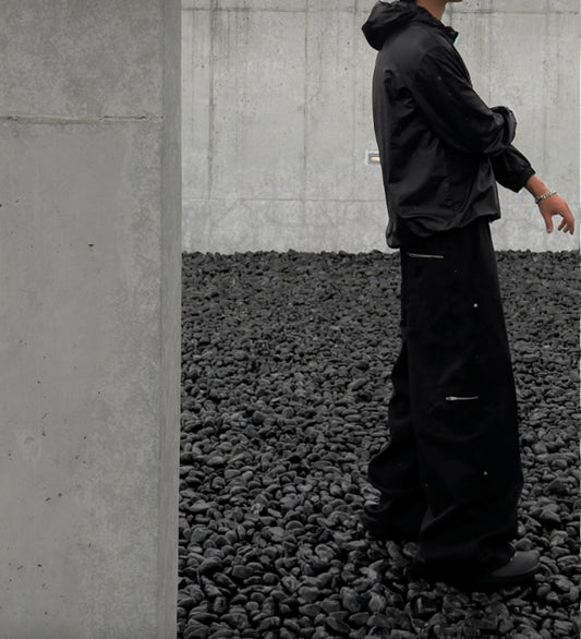 J28 鉚釘工裝寬褲 (3色 three colors)