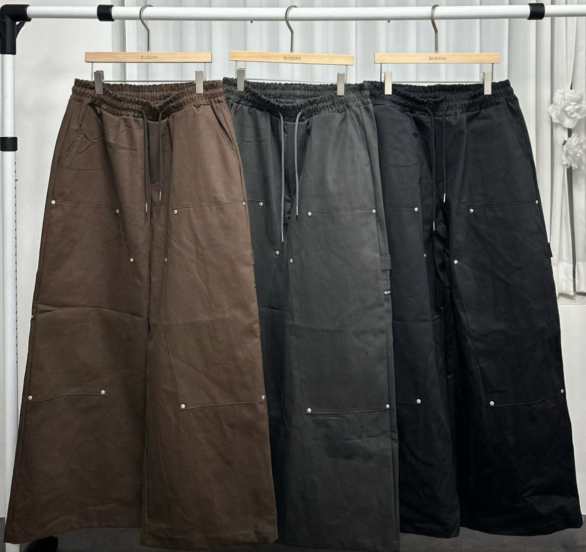 J28 Rivet Workwear Wide Pants (3 colors)