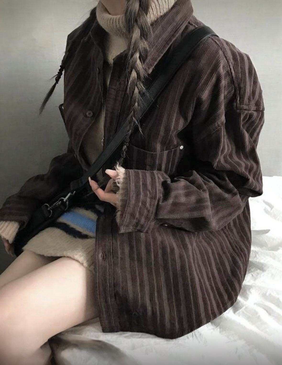 B34 Corduroy Rivet Shirt (Black/Brown)