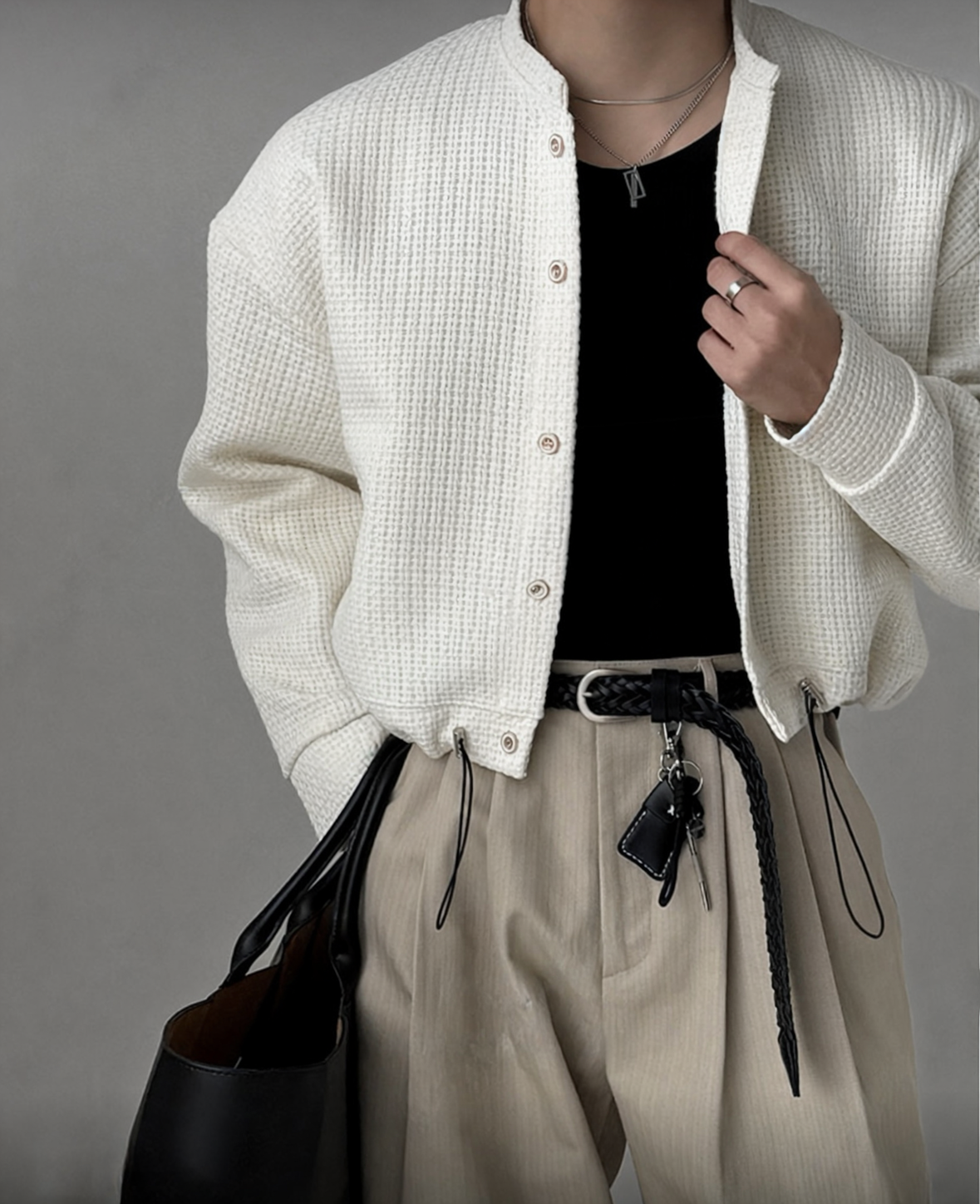 A85 Heavyweight 3D Textured Short Jacket (Black Apricot)