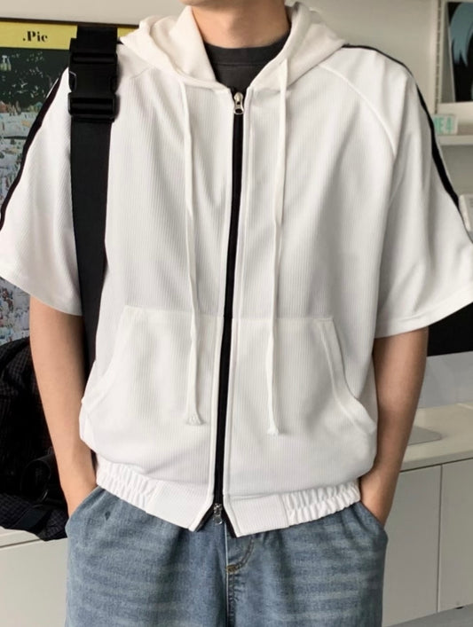 A73 華夫格連帽短袖運動外套 (4色 four colors)