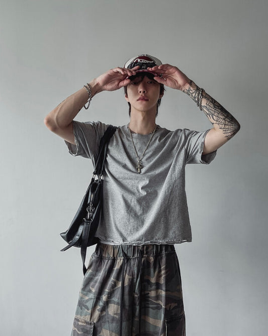 B135 低調破損T恤 (3色)