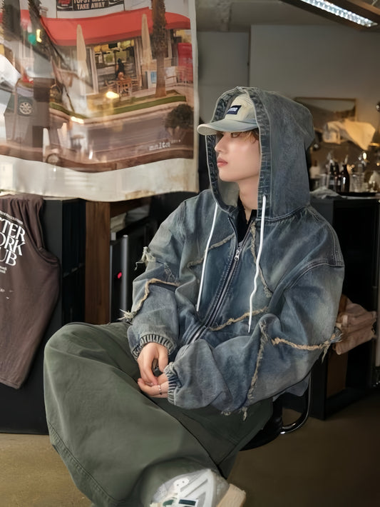 A48 水洗丹寧連帽外套