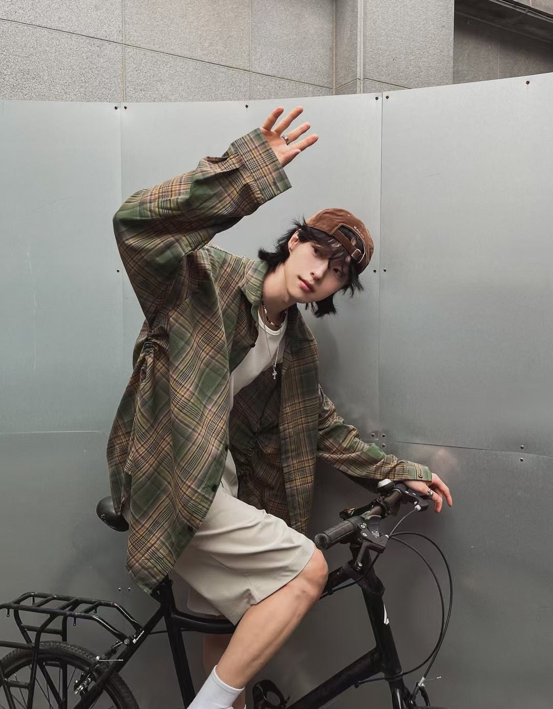 B60 Side Drawstring Plaid Shirt (3 colors)