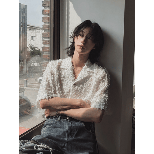 A72 柔光羽紗短袖外套 (白 黑)