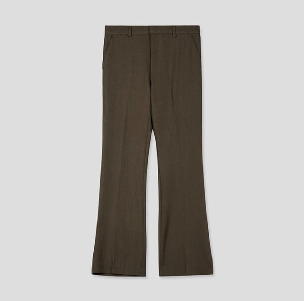 J97 打摺修身微喇叭西裝褲 (黑 棕)