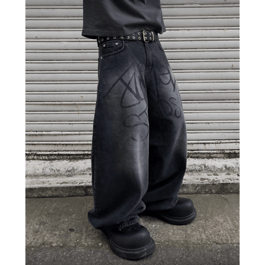 J63 末日塗裝街頭氣球褲 (黑 藍)