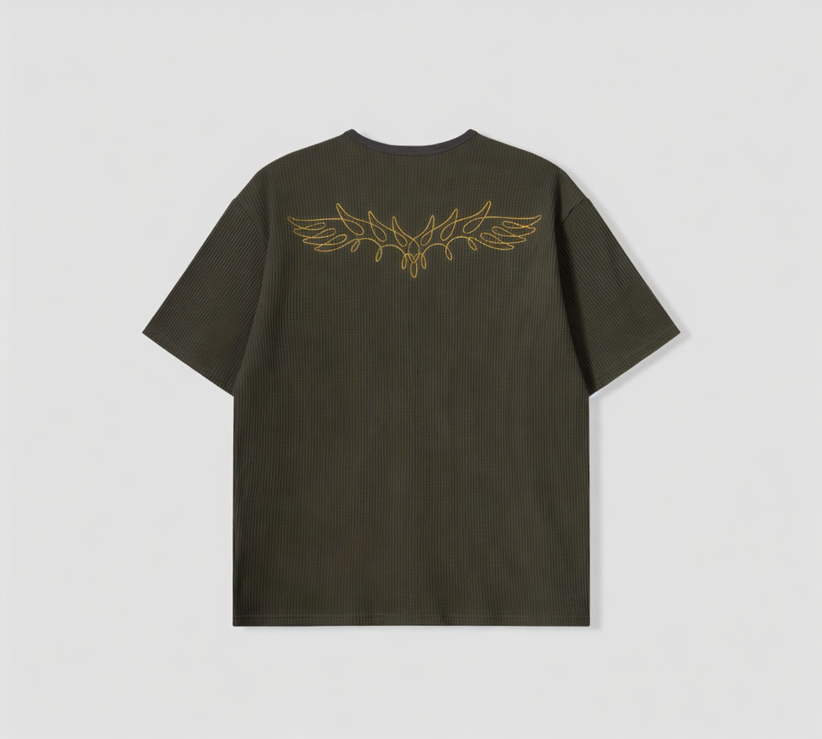 B81 華夫格刺繡羅紋上衣 (棕brown 卡其khaki)