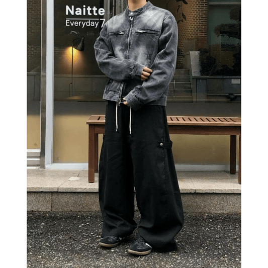 J71 暗釦工裝氣球褲 (3色)