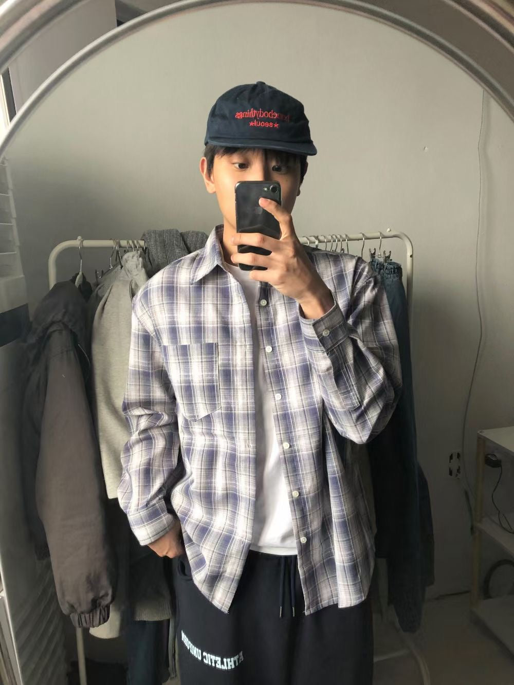 B48 floral check shirt (3 colors)