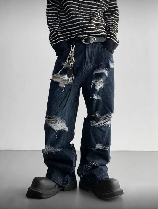 J35 大抓破丹寧長褲