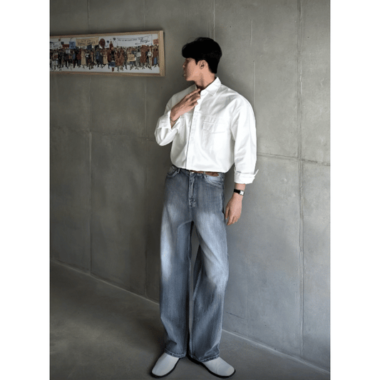 J54 霧感直筒牛仔褲 (淺藍light blue 深灰dark gray)