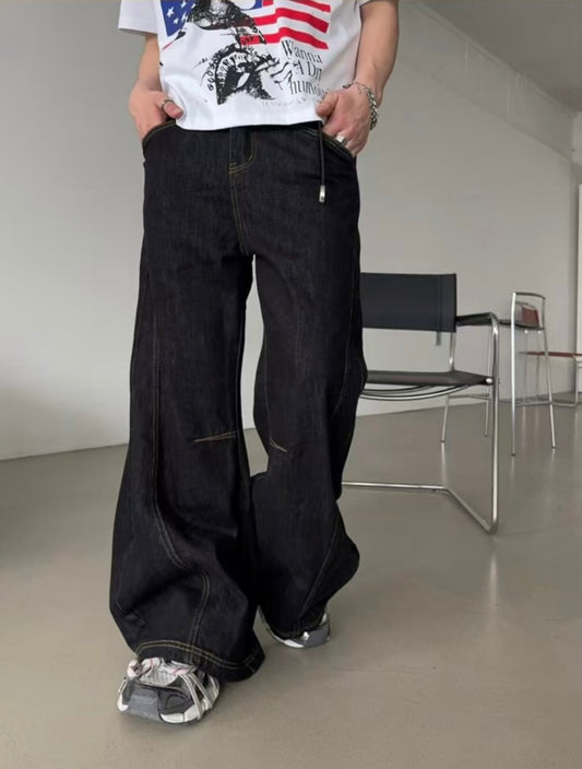 J60 暗夜喇叭丹寧褲