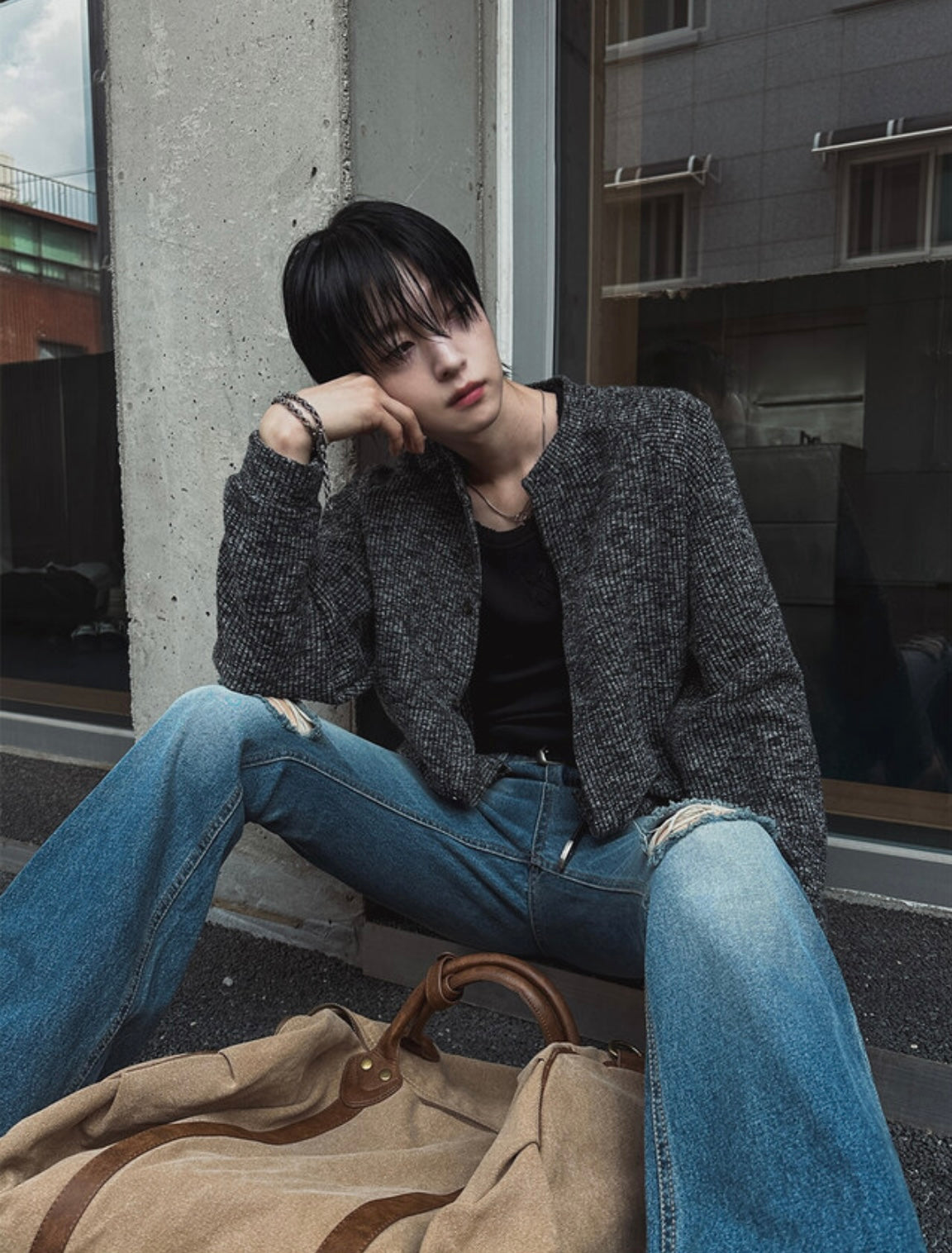 J69 追光裂縫喇叭牛仔褲