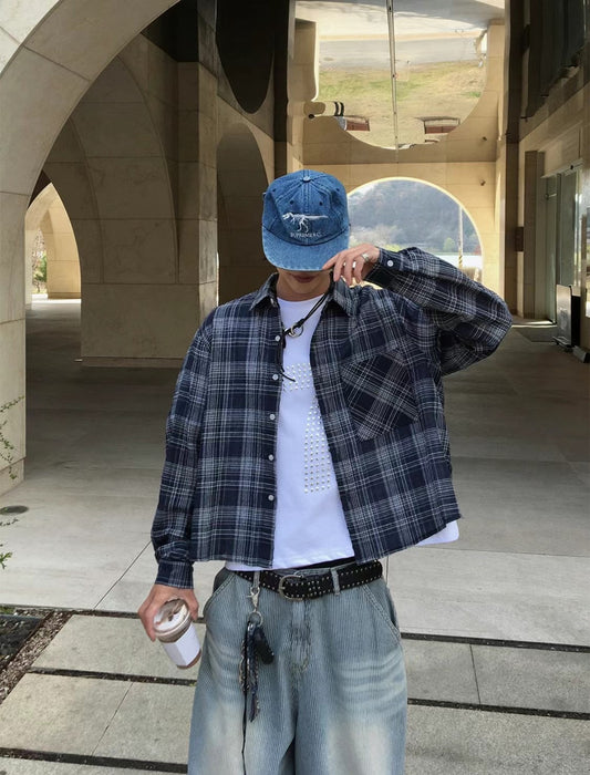 A76 率性短版格紋襯衫 (3色)