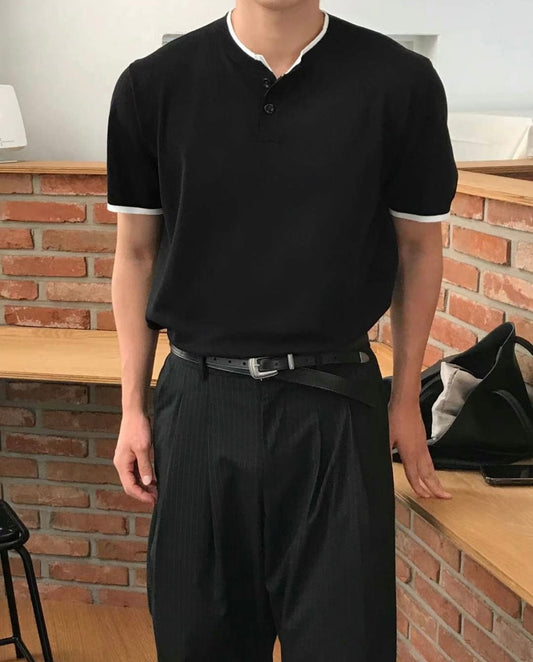 B104 撞色細節針織上衣 (4色)