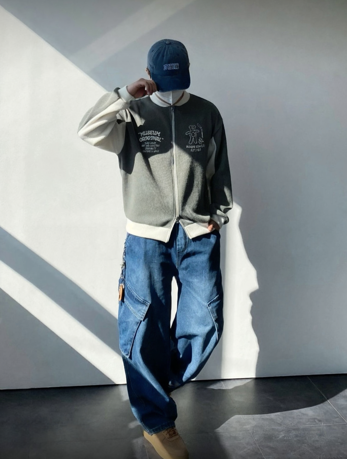 A82 American Retro Bear Knit Baseball Jacket (3 Colors)