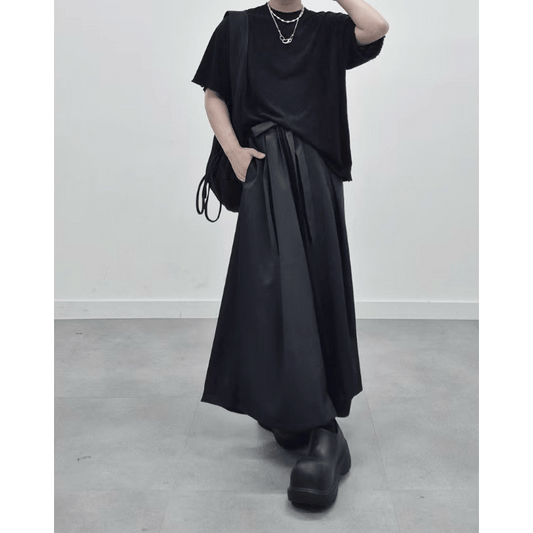 J68 夜幕長袍褲 (黑 米)