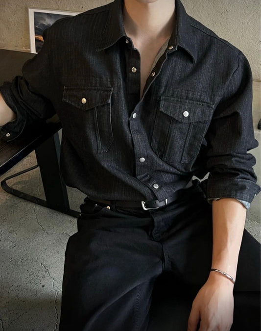 B173 Herringbone Denim Shirt