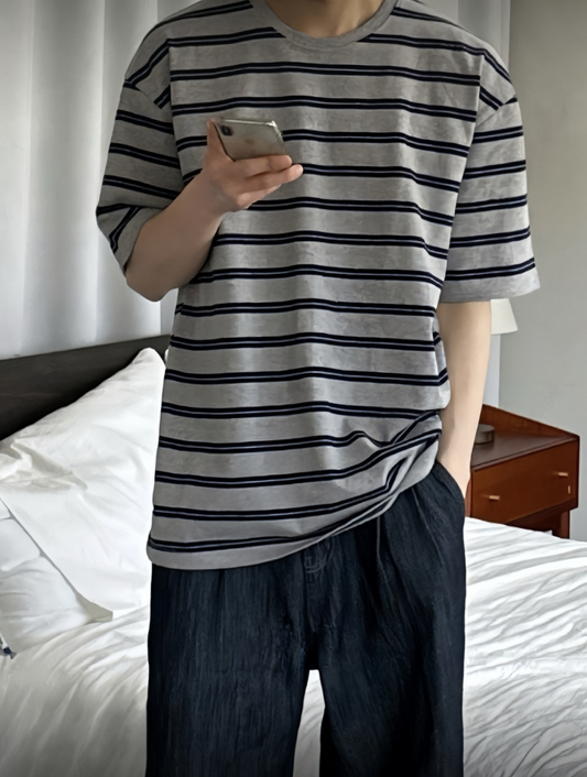 B107 極簡條紋休閒T恤 (3色)