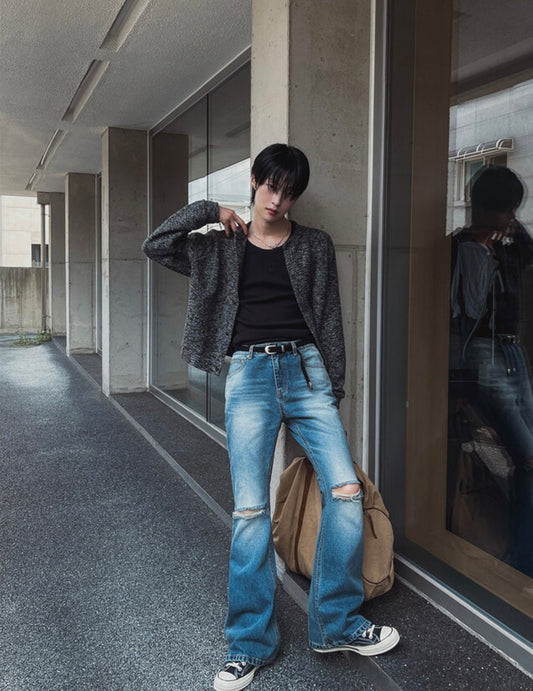 J69 追光裂縫喇叭牛仔褲