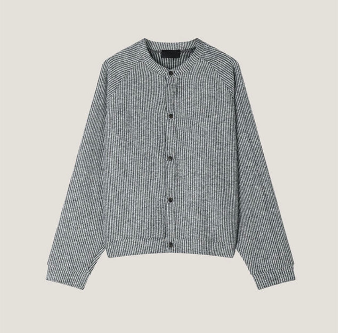 A95 雪花粗針織短版外套 (黑 灰)