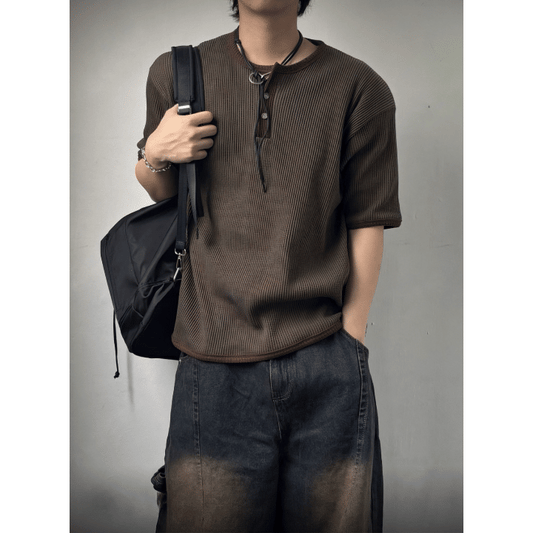 B98 撞色立體織紋上衣 (5色)